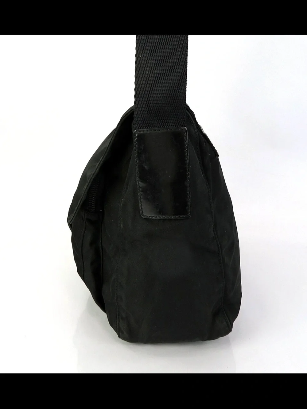 Prada Black Nylon Messenger Bag with Front Buckle